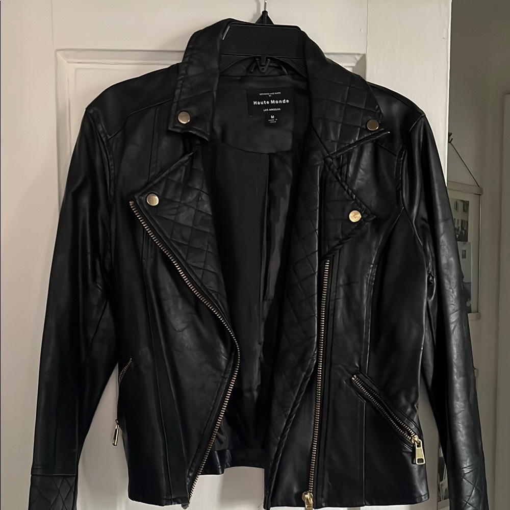Pleather Black Quilted PLeather Jacket